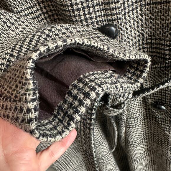 Harve Benard Vintage Wool Glen Plaid Double Breasted Belted Long Coat 10 - Picture 6 of 15